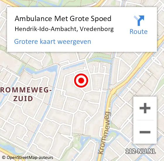 Locatie op kaart van de 112 melding: Ambulance Met Grote Spoed Naar Hendrik-Ido-Ambacht, Vredenborg op 29 april 2024 09:52
