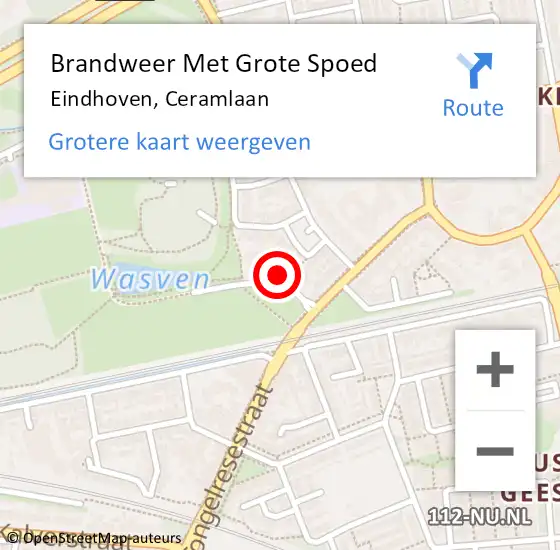 Locatie op kaart van de 112 melding: Brandweer Met Grote Spoed Naar Eindhoven, Ceramlaan op 29 april 2024 09:52