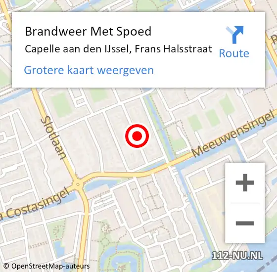 Locatie op kaart van de 112 melding: Brandweer Met Spoed Naar Capelle aan den IJssel, Frans Halsstraat op 29 april 2024 09:55