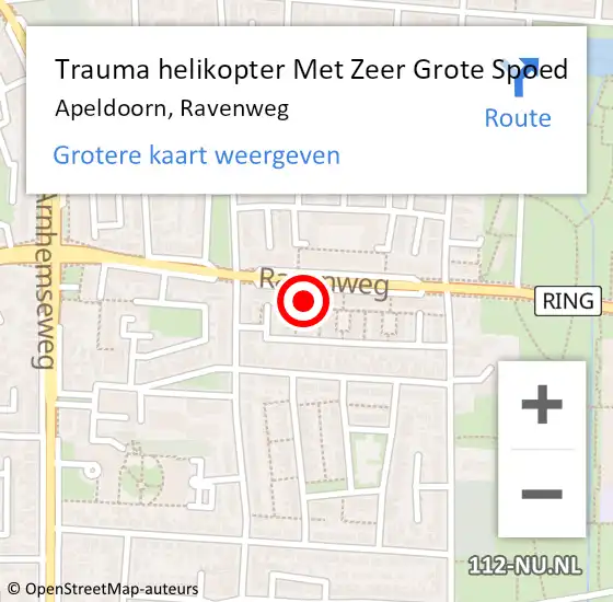 Locatie op kaart van de 112 melding: Trauma helikopter Met Zeer Grote Spoed Naar Apeldoorn, Ravenweg op 29 april 2024 09:58