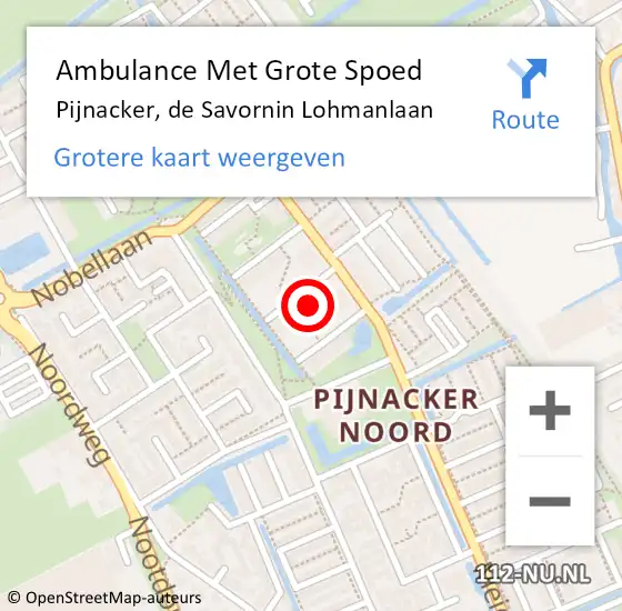 Locatie op kaart van de 112 melding: Ambulance Met Grote Spoed Naar Pijnacker, de Savornin Lohmanlaan op 29 april 2024 10:03