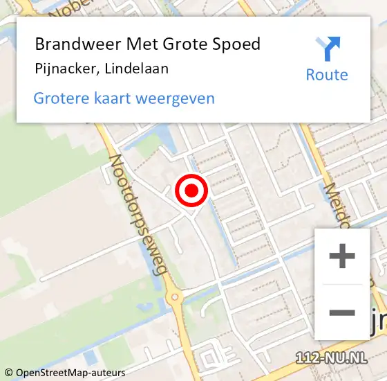 Locatie op kaart van de 112 melding: Brandweer Met Grote Spoed Naar Pijnacker, Lindelaan op 29 april 2024 10:04