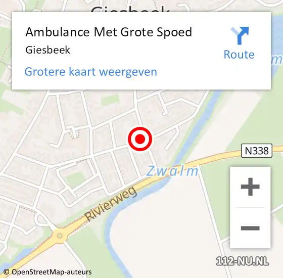 Locatie op kaart van de 112 melding: Ambulance Met Grote Spoed Naar Giesbeek op 29 april 2024 10:05