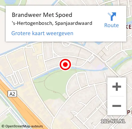 Locatie op kaart van de 112 melding: Brandweer Met Spoed Naar 's-Hertogenbosch, Spanjaardwaard op 29 april 2024 10:05