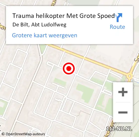 Locatie op kaart van de 112 melding: Trauma helikopter Met Grote Spoed Naar De Bilt, Abt Ludolfweg op 29 april 2024 10:09