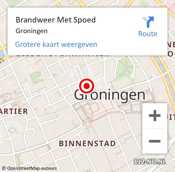 Locatie op kaart van de 112 melding: Brandweer Met Spoed Naar Groningen op 29 april 2024 10:20