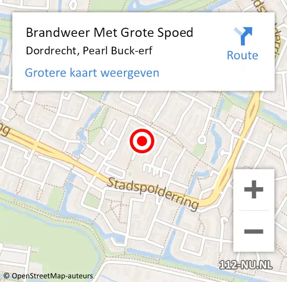 Locatie op kaart van de 112 melding: Brandweer Met Grote Spoed Naar Dordrecht, Pearl Buck-erf op 29 april 2024 10:24