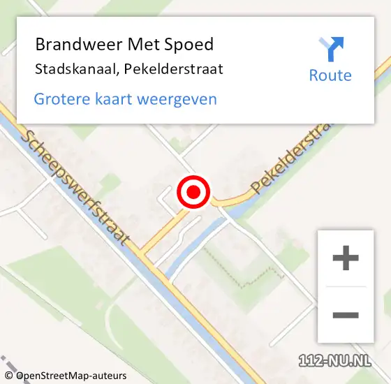 Locatie op kaart van de 112 melding: Brandweer Met Spoed Naar Stadskanaal, Pekelderstraat op 29 april 2024 10:27