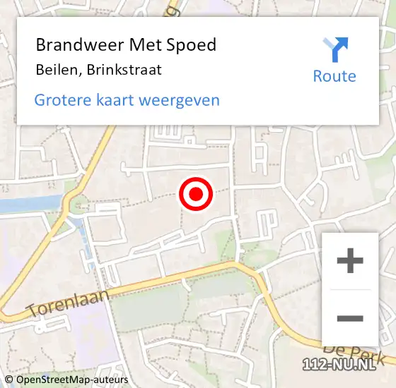 Locatie op kaart van de 112 melding: Brandweer Met Spoed Naar Beilen, Brinkstraat op 29 april 2024 10:30