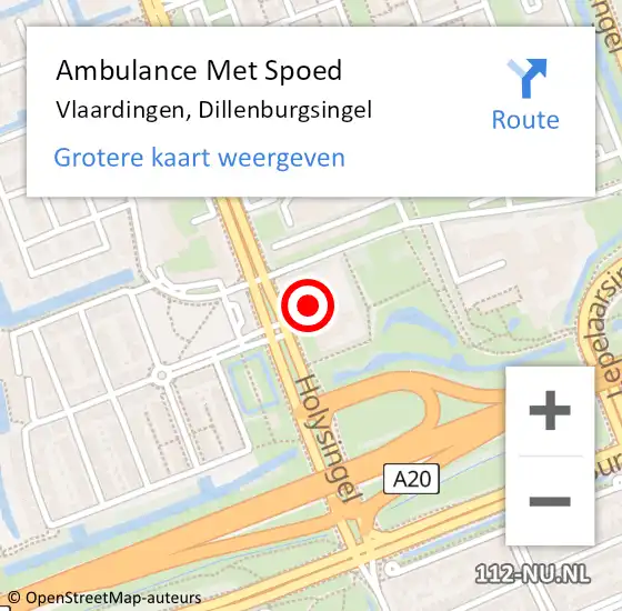 Locatie op kaart van de 112 melding: Ambulance Met Spoed Naar Vlaardingen, Dillenburgsingel op 29 april 2024 10:39