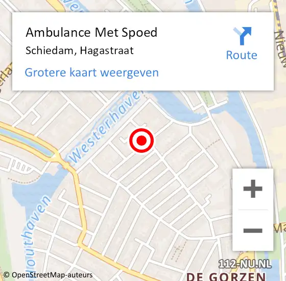 Locatie op kaart van de 112 melding: Ambulance Met Spoed Naar Schiedam, Hagastraat op 29 april 2024 10:40