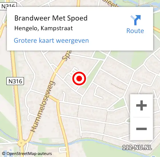 Locatie op kaart van de 112 melding: Brandweer Met Spoed Naar Hengelo, Kampstraat op 29 april 2024 10:47