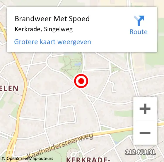 Locatie op kaart van de 112 melding: Brandweer Met Spoed Naar Kerkrade, Singelweg op 29 april 2024 10:54