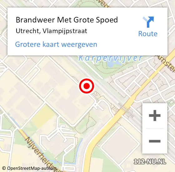 Locatie op kaart van de 112 melding: Brandweer Met Grote Spoed Naar Utrecht, Vlampijpstraat op 29 april 2024 11:09