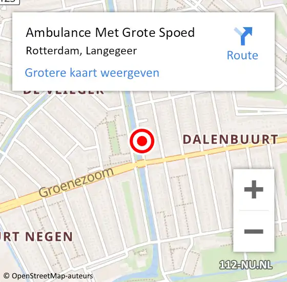 Locatie op kaart van de 112 melding: Ambulance Met Grote Spoed Naar Rotterdam, Langegeer op 29 april 2024 11:10