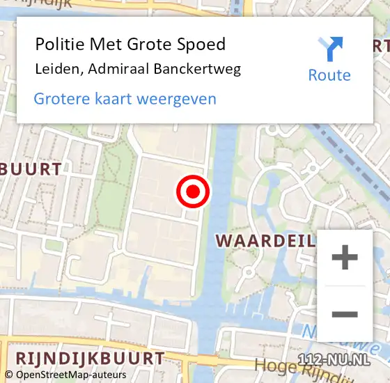 Locatie op kaart van de 112 melding: Politie Met Grote Spoed Naar Leiden, Admiraal Banckertweg op 29 april 2024 11:28
