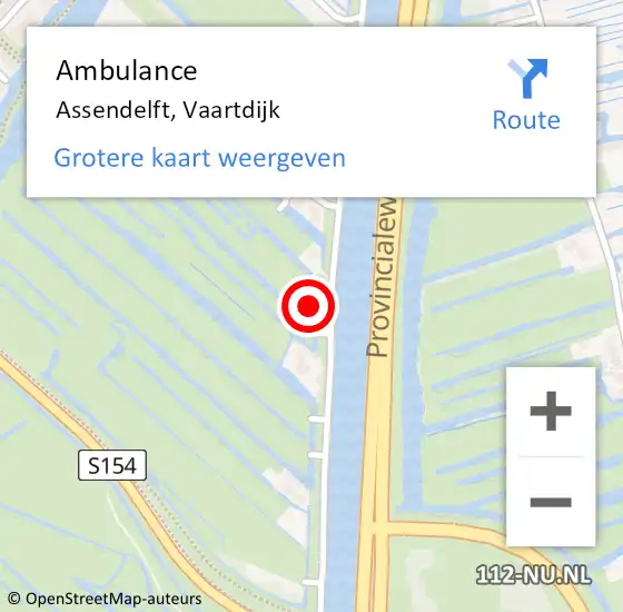 Locatie op kaart van de 112 melding: Ambulance Assendelft, Vaartdijk op 29 april 2024 11:42