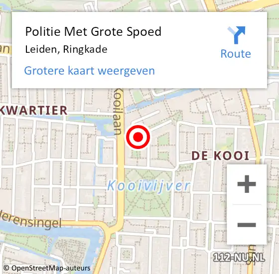 Locatie op kaart van de 112 melding: Politie Met Grote Spoed Naar Leiden, Ringkade op 29 april 2024 11:44
