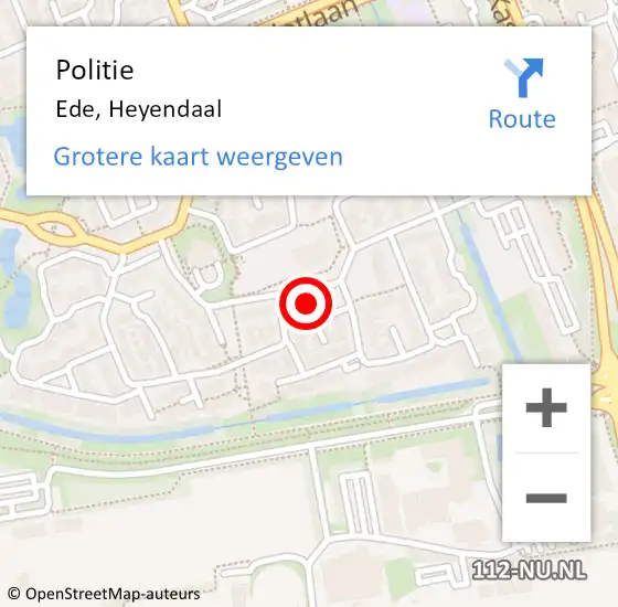 Locatie op kaart van de 112 melding: Politie Ede, Heyendaal op 29 april 2024 11:59