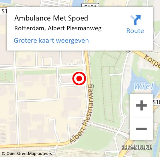 Locatie op kaart van de 112 melding: Ambulance Met Spoed Naar Rotterdam, Albert Plesmanweg op 29 april 2024 12:03