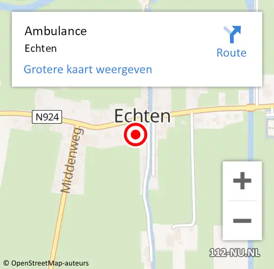 Locatie op kaart van de 112 melding: Ambulance Echten op 29 april 2024 12:04