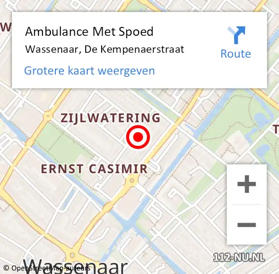 Locatie op kaart van de 112 melding: Ambulance Met Spoed Naar Wassenaar, De Kempenaerstraat op 29 april 2024 12:19