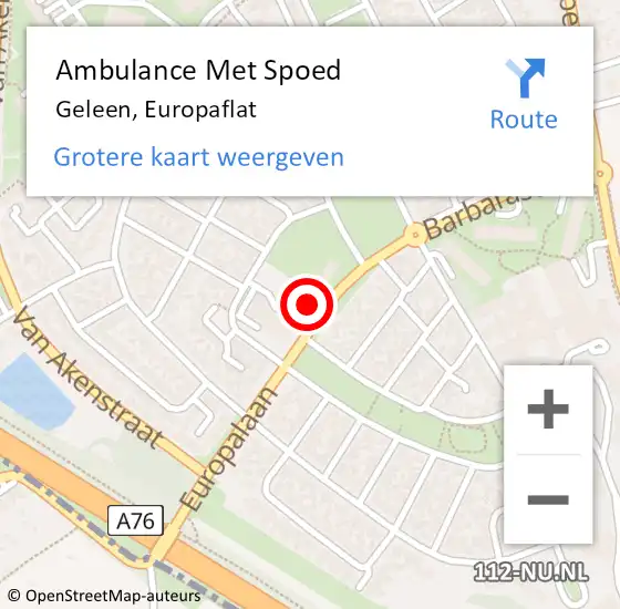 Locatie op kaart van de 112 melding: Ambulance Met Spoed Naar Geleen, Europaflat op 4 oktober 2014 01:49