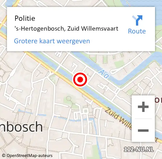 Locatie op kaart van de 112 melding: Politie 's-Hertogenbosch, Zuid Willemsvaart op 29 april 2024 12:32