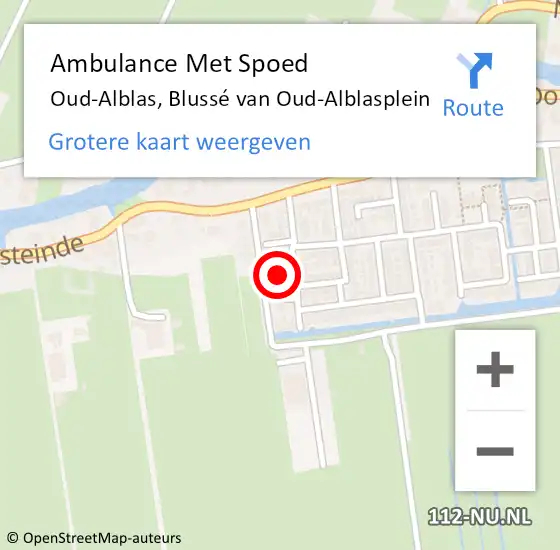 Locatie op kaart van de 112 melding: Ambulance Met Spoed Naar Oud-Alblas, Blussé van Oud-Alblasplein op 29 april 2024 12:34
