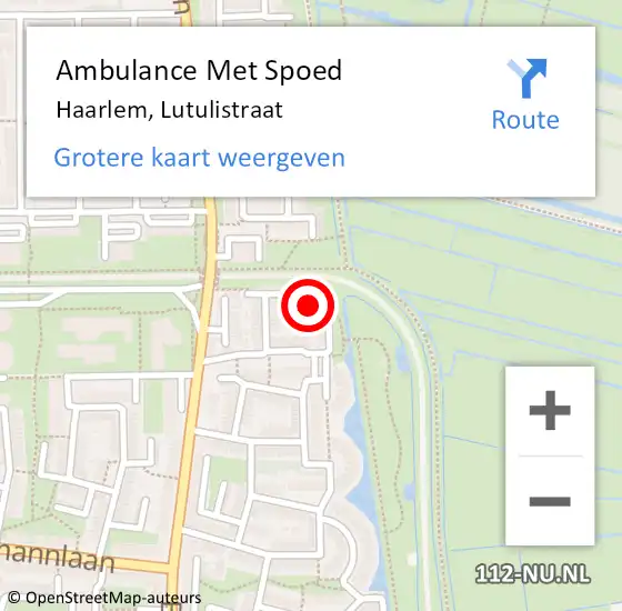 Locatie op kaart van de 112 melding: Ambulance Met Spoed Naar Haarlem, Lutulistraat op 29 april 2024 12:37