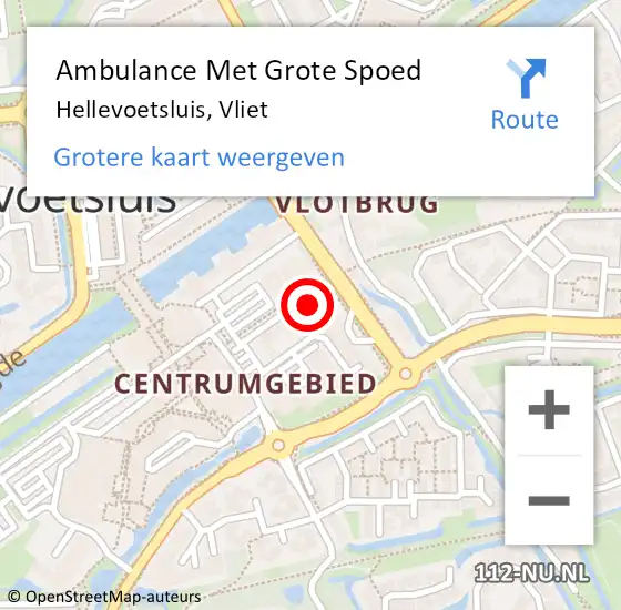 Locatie op kaart van de 112 melding: Ambulance Met Grote Spoed Naar Hellevoetsluis, Vliet op 29 april 2024 12:41