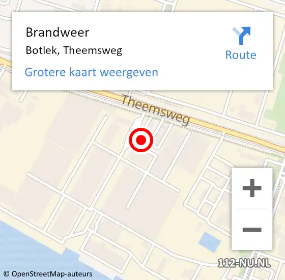 Locatie op kaart van de 112 melding: Brandweer Botlek, Theemsweg op 29 april 2024 13:00