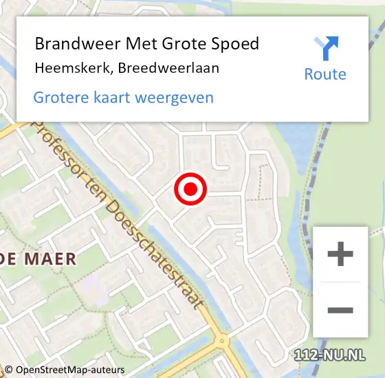 Locatie op kaart van de 112 melding: Brandweer Met Grote Spoed Naar Heemskerk, Breedweerlaan op 29 april 2024 13:04