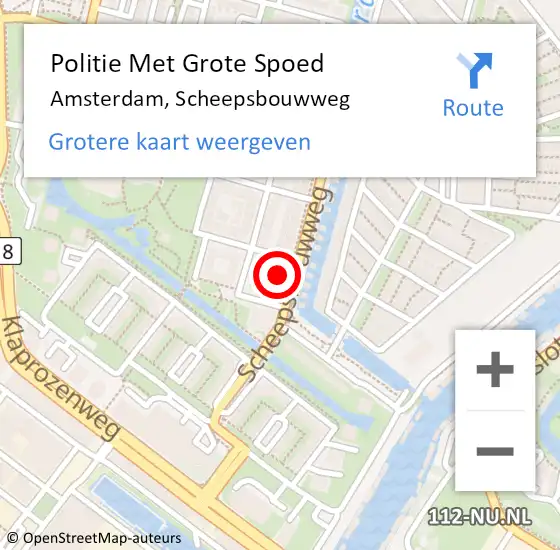 Locatie op kaart van de 112 melding: Politie Met Grote Spoed Naar Amsterdam, Scheepsbouwweg op 29 april 2024 13:08