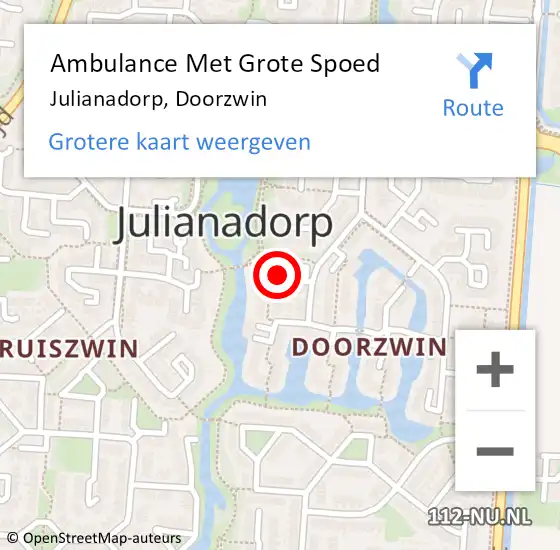 Locatie op kaart van de 112 melding: Ambulance Met Grote Spoed Naar Julianadorp, Doorzwin op 29 april 2024 13:08
