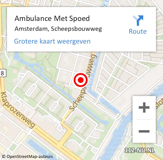 Locatie op kaart van de 112 melding: Ambulance Met Spoed Naar Amsterdam, Scheepsbouwweg op 29 april 2024 13:08