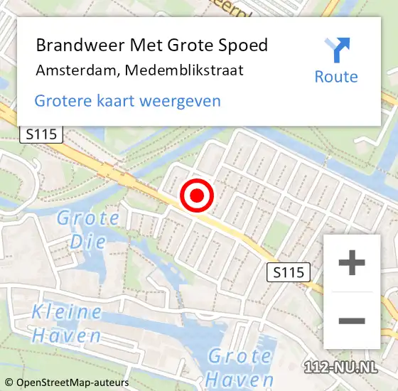 Locatie op kaart van de 112 melding: Brandweer Met Grote Spoed Naar Amsterdam, Medemblikstraat op 29 april 2024 13:09