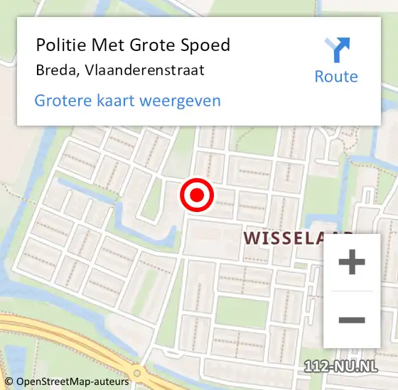 Locatie op kaart van de 112 melding: Politie Met Grote Spoed Naar Breda, Vlaanderenstraat op 29 april 2024 13:16