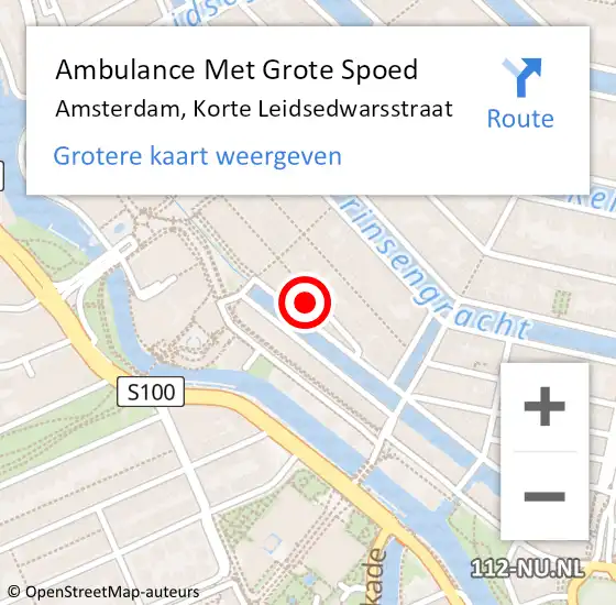 Locatie op kaart van de 112 melding: Ambulance Met Grote Spoed Naar Amsterdam, Korte Leidsedwarsstraat op 29 april 2024 13:21