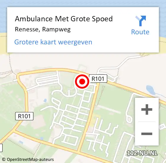 Locatie op kaart van de 112 melding: Ambulance Met Grote Spoed Naar Renesse, Rampweg op 29 april 2024 13:26
