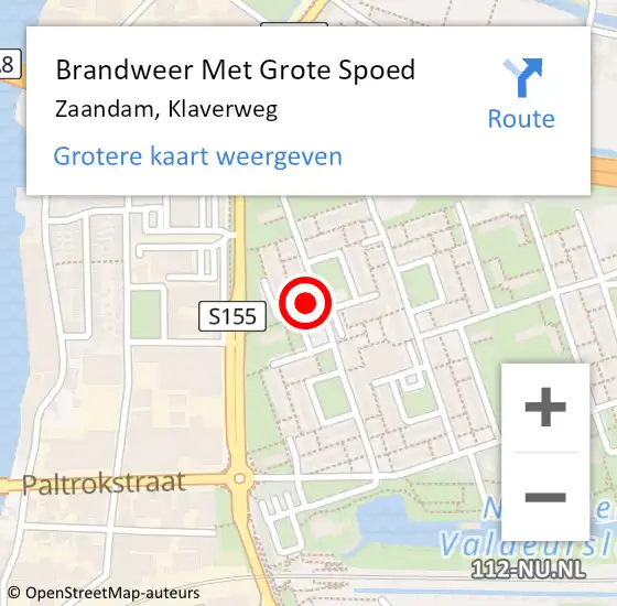Locatie op kaart van de 112 melding: Brandweer Met Grote Spoed Naar Zaandam, Klaverweg op 29 april 2024 13:30