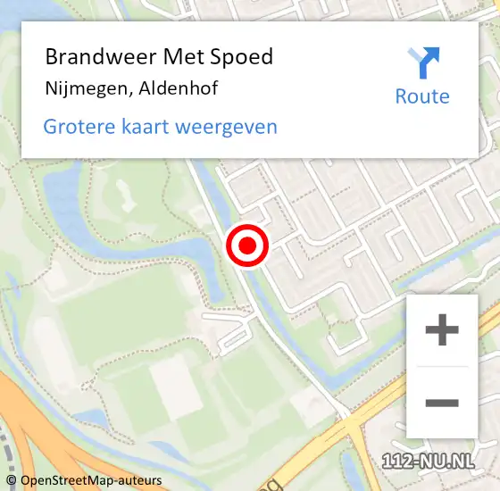Locatie op kaart van de 112 melding: Brandweer Met Spoed Naar Nijmegen, Aldenhof op 29 april 2024 13:44