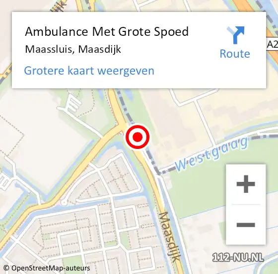 Locatie op kaart van de 112 melding: Ambulance Met Grote Spoed Naar Maassluis, Maasdijk op 29 april 2024 13:45