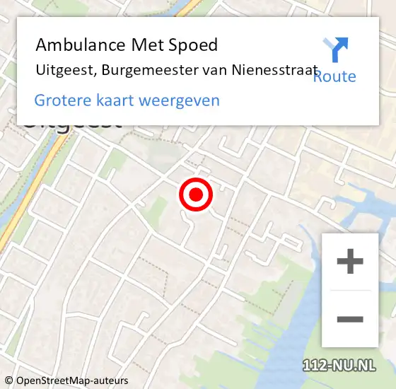 Locatie op kaart van de 112 melding: Ambulance Met Spoed Naar Uitgeest, Burgemeester van Nienesstraat op 29 april 2024 13:45