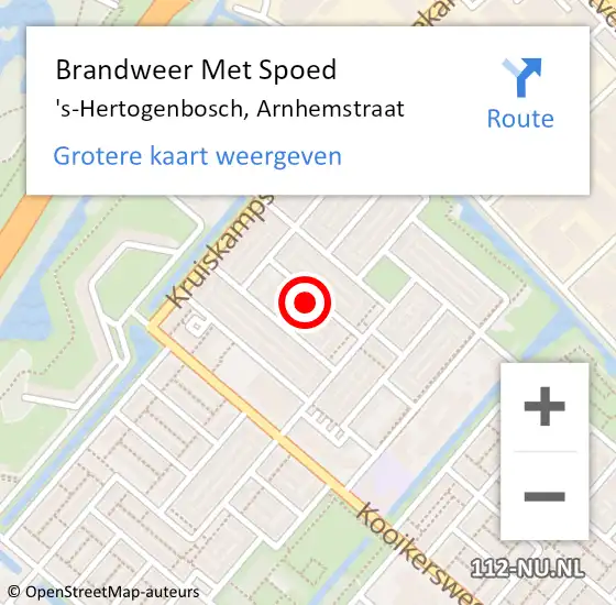 Locatie op kaart van de 112 melding: Brandweer Met Spoed Naar 's-Hertogenbosch, Arnhemstraat op 29 april 2024 13:50