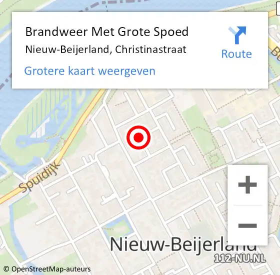Locatie op kaart van de 112 melding: Brandweer Met Grote Spoed Naar Nieuw-Beijerland, Christinastraat op 29 april 2024 14:02