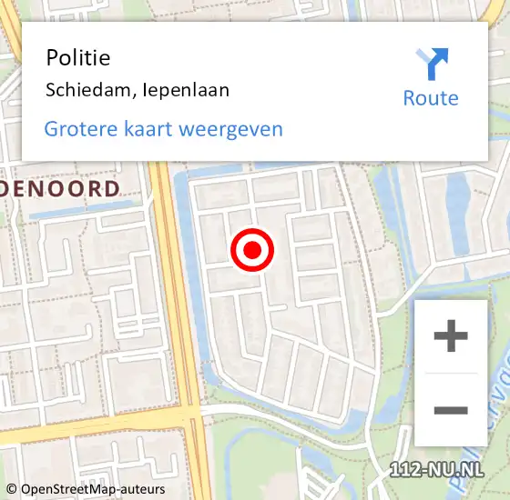 Locatie op kaart van de 112 melding: Politie Schiedam, Iepenlaan op 29 april 2024 14:05