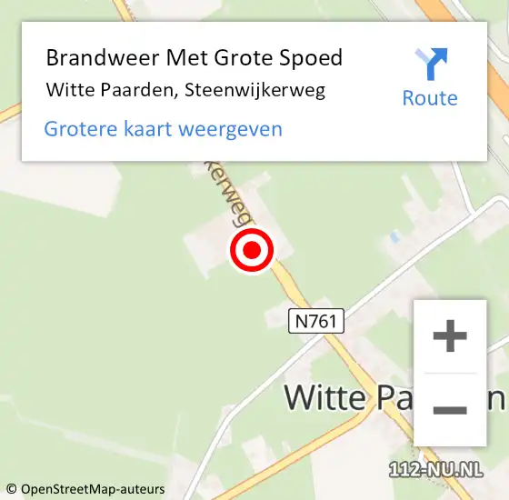 Locatie op kaart van de 112 melding: Brandweer Met Grote Spoed Naar Witte Paarden, Steenwijkerweg op 29 april 2024 14:05