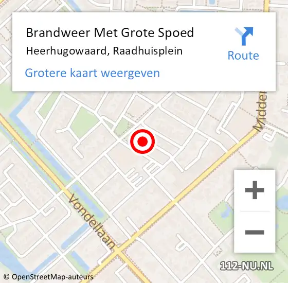 Locatie op kaart van de 112 melding: Brandweer Met Grote Spoed Naar Heerhugowaard, Raadhuisplein op 29 april 2024 14:07