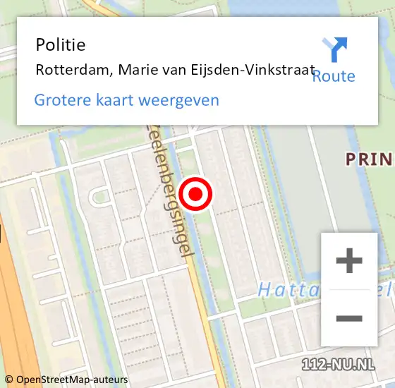 Locatie op kaart van de 112 melding: Politie Rotterdam, Marie van Eijsden-Vinkstraat op 29 april 2024 14:08